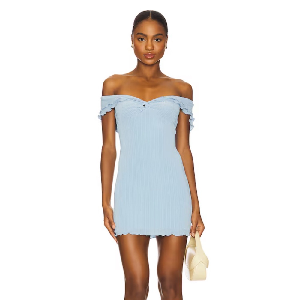 Chic Off-Shoulder Light Blue Mini Dress
